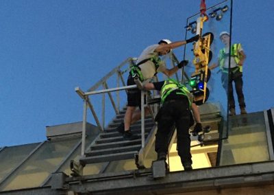 night time shopping centre glass roof replacement